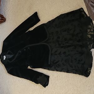 Velvet jacket and lace skirt